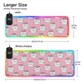 Cat-01 Wireless Charging Mouse Pad for Mobile Phone Extra Large Gaming Mousepad with 13 Lighting Modes Mouse Mat for Office Home Gaming MacBook PC Laptop Desk